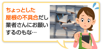 ちょっとした屋根の不具合に躊躇する主婦