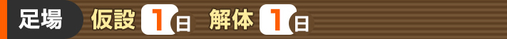 足場工事：仮設1日・解体１日