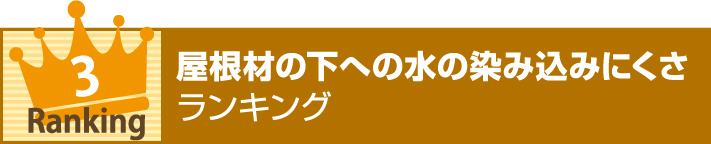 屋根材の下への水の染み込みにくさ ランキング