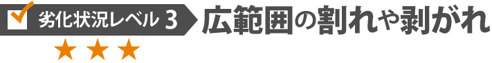 劣化状況レベル、広範囲の割れや剥がれ