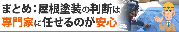 まとめ：屋根塗装の判断は専門家に任せるのが安心