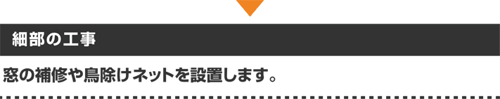 窓の補修や鳥除けネットの設置